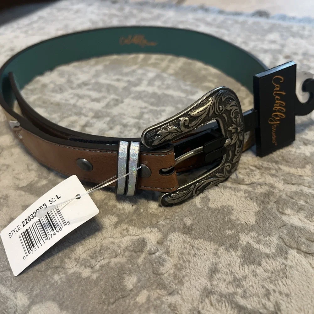Western Brown Leather Belt  Girls Large 27
